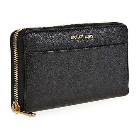 michael kors logo embossed leather wallet black|Michael Kors checkbook wallet black.